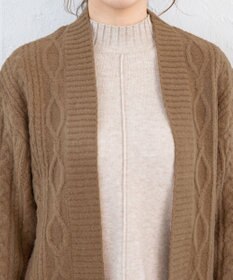 Tiaclasse L 【洗える】大人華やかなアラン柄ニットカーディガン