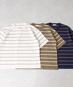 WHITE MAILS 【UNISEX】PAPER YARN BORDER KINT PULLOVER T-シャツ