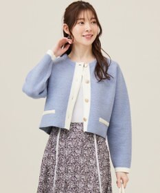 ANY SIS L バイカラーラメニット カーディガン