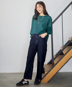 ANY L 【ウエストゴム】ストレートワイドデニム