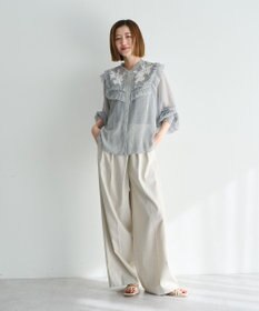 YECCA VECCA ラッフルレースブラウス