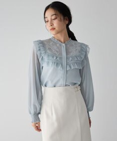 YECCA VECCA ラッフルレースブラウス