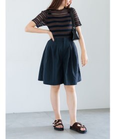 Te chichi シアーマルチボーダーハーフスリーブニット