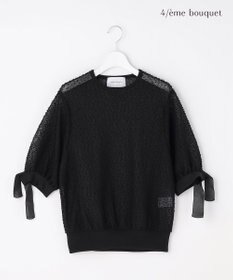 自由区 【カトリエムブーケ】Expression delicate ドットシアー・リボンスリーブトップス