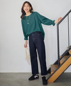 ANY L 【ウエストゴム】ストレートワイドデニム