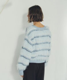 YECCA VECCA フェザーマルチボーダーニット