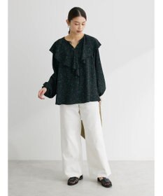 Green Parks 柄アソートラッフル衿ブラウス