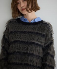 YECCA VECCA フェザーマルチボーダーニット