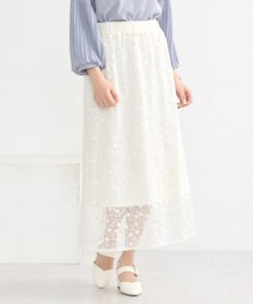 earth music&ecology シアーレースレイヤードスカート