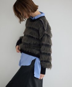 YECCA VECCA フェザーマルチボーダーニット