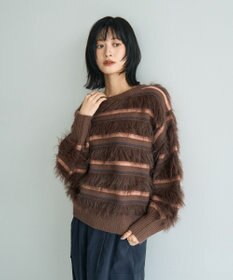 YECCA VECCA フェザーマルチボーダーニット