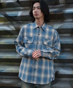 WEGO 【ユニセックス着用ITEM/SMLサイズ展開】オンブレチェックシャツ（LS）
