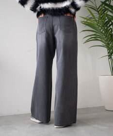 WEGO 【ウエスト調整付き】ウエストフックデニムワイドパンツ