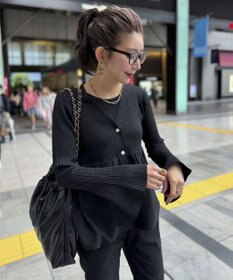 Green Parks ペプラムニットカーディガン