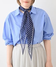 Marca ＜洗えるシルク＞ドット 菱形スカーフ Marcaオリジナル ウォッシャブルシルクローン