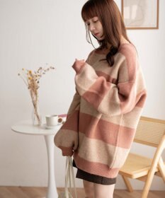 WEGO ボーダーフラッフィービッグニット