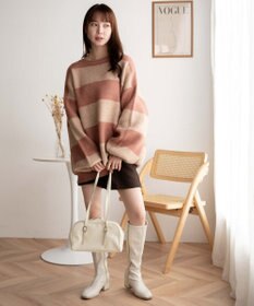 WEGO ボーダーフラッフィービッグニット