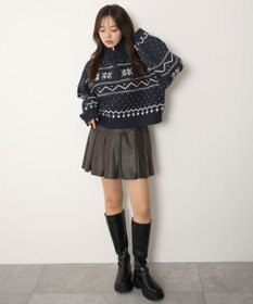 WEGO ノルディック柄ハーフジップニット