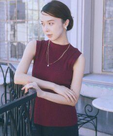 earth music&ecology ランダムリブボトルネックノースリーブニット