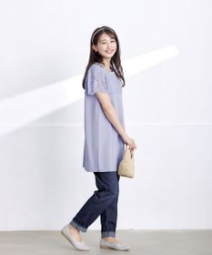 Tiaclasse 【洗える】レースコンビフレンチスリーブニットチュニック