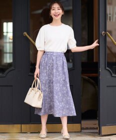 ANY SIS 【洗える】ラインフラワーストライプ スカート