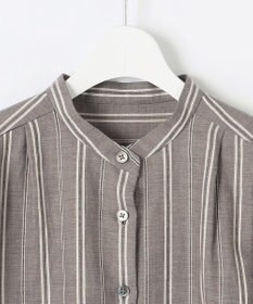 自由区 S 【カタログ掲載・セットアップ対応・洗える】リネンビスコースストライプ シャツ