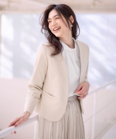 ANY 【WEB限定】ダブルクロスストレッチ Ｖネックノーカラージャケット