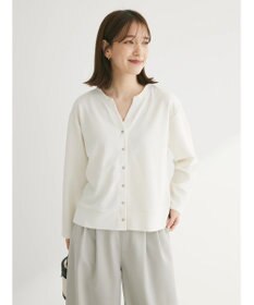 Green Parks カットジョーゼットドットボタンカーディガン