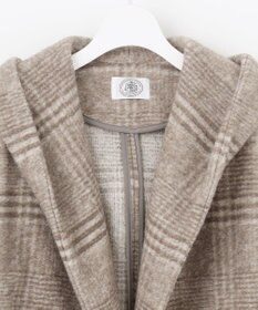 J.PRESS LADIES 【キルトピン付き】ECOLANAスライバーチェック フーデットアウター