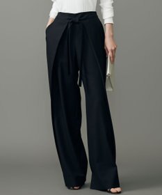 自由区 【SHIHOさん着用】フロントディテールラップワイド パンツ ブラック