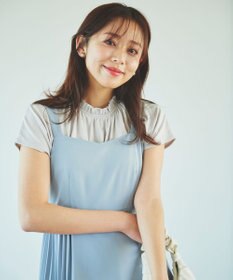 Feroux 【UVケア】スタンドネックフレンチスリーブ Tシャツ