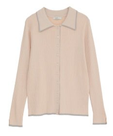 earth music&ecology バイカラートリムロングニットカーディガン