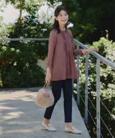 Tiaclasse 【洗える】ピンタックチュニックブラウス