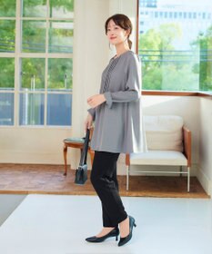 Tiaclasse 【洗える】ピンタックチュニックブラウス