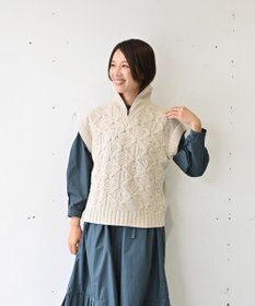 muuc 5種類の模様編み  パッチワーク柄ケーブル模様編みベスト