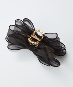 Phoebe ボリュームオーガンジーリボンバンスクリップ　ブラック