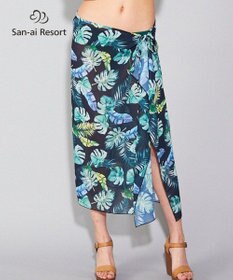 San-ai Resort（三愛水着楽園） 【SALE】【San-ai Resort】リーフ柄 パレオワンピース M