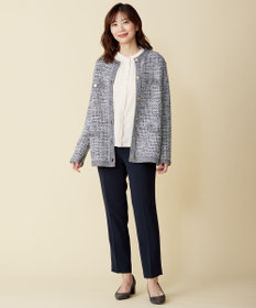 J.PRESS LADIES 【洗える】TWEED KNIT ミドル カーディガン