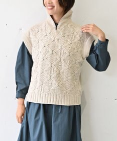 muuc 5種類の模様編み  パッチワーク柄ケーブル模様編みベスト