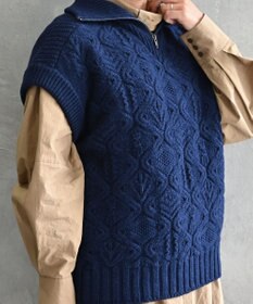 muuc 5種類の模様編み  パッチワーク柄ケーブル模様編みベスト