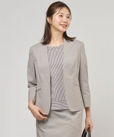 J.PRESS LADIES 【セットアップ対応・洗える・撥水】コットンFITTY ノーカラー ジャケット