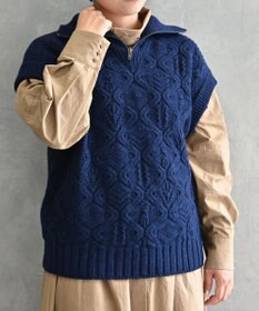 muuc 5種類の模様編み  パッチワーク柄ケーブル模様編みベスト