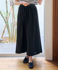 ANY L 【洗濯機可/ウエストゴム/UVケア】スパンボイル撥水スカートパンツ