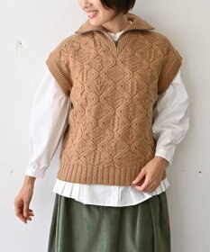 muuc 5種類の模様編み  パッチワーク柄ケーブル模様編みベスト