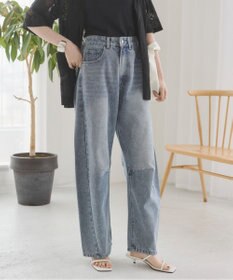 WEGO 【ANGIE VINTAGE】バレルレッグデニムパンツ