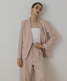 GRACE CONTINENTAL パールボタンノーカラージャケット