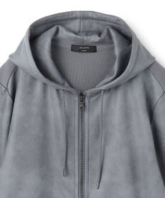 JOSEPH HOMME 新素材【ストレッチ/光沢感】レザーライクジャージーコンビ　フーディー