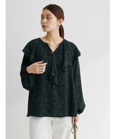 Green Parks 柄アソートラッフル衿ブラウス