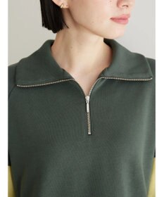 AMERICAN HOLIC ハーフＺＩＰ配色切り替え裏毛チュニック