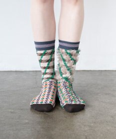 COQ LESSER TALE ラメリバーシブルファーソックス